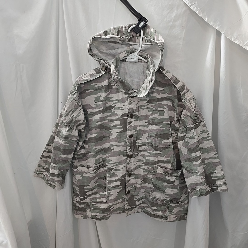 Sugar Lips Camouflage Camo Full-zip Jacket Coat 3/4‎ Sleeve Oversized Sz XS